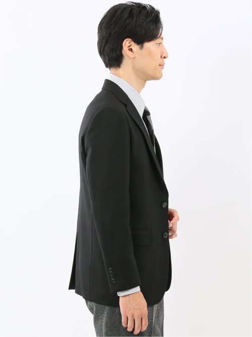 ストレッチウール スリムフィット 2ボタンジャケット 黒