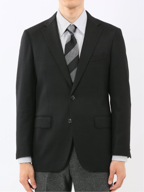 ストレッチウール スリムフィット 2ボタンジャケット 黒