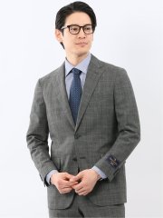 SUPER140'S レギュラーフィット 2ボタン ジャケット グレンチェックグレー(セットアップ可能)