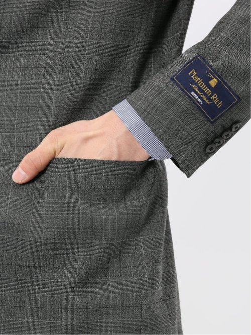 SUPER140'S レギュラーフィット 2ボタン ジャケット グレンチェックグレー(セットアップ可能)