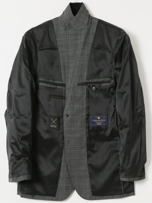 SUPER140'S レギュラーフィット 2ボタン ジャケット グレンチェックグレー(セットアップ可能)