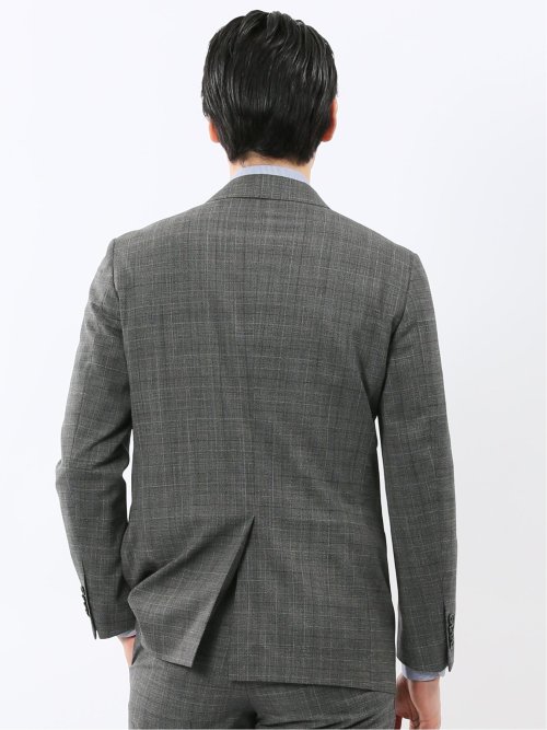 SUPER140'S レギュラーフィット 2ボタン ジャケット グレンチェックグレー(セットアップ可能)