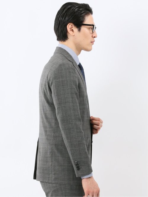 SUPER140'S レギュラーフィット 2ボタン ジャケット グレンチェックグレー(セットアップ可能)