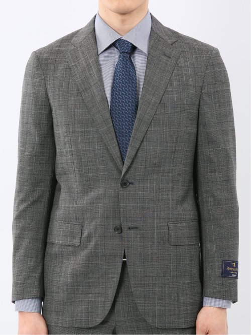 SUPER140'S レギュラーフィット 2ボタン ジャケット グレンチェックグレー(セットアップ可能)