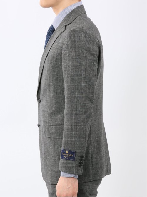 SUPER140'S レギュラーフィット 2ボタン ジャケット グレンチェックグレー(セットアップ可能)