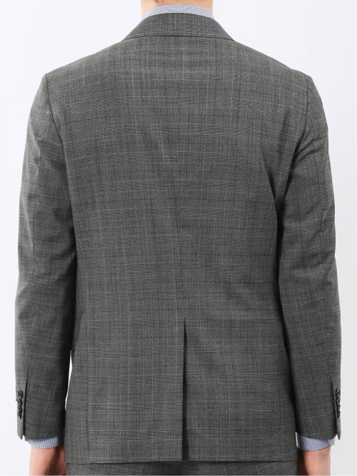 SUPER140'S レギュラーフィット 2ボタン ジャケット グレンチェックグレー(セットアップ可能)