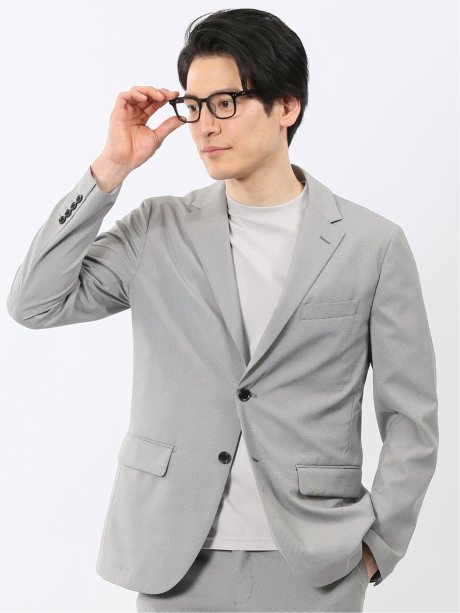ジャケット メンズ ビジネス セットアップ可能 吸水速乾 ウォッシャブル 防シワ スリム 2ボタン テーラード 千鳥 アバントドライ
