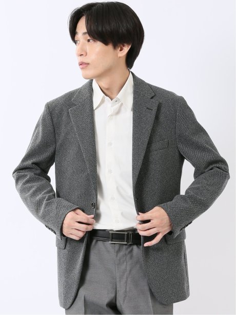 ジャケット メンズ ビジネス ストレッチ ウォッシャブル スリム 2ボタン テーラード 尾州 先染め ニット ジャージ