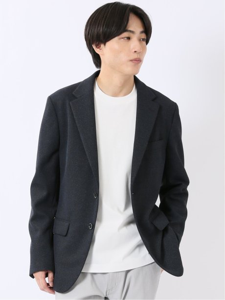 ジャケット メンズ ビジネス ストレッチ ウォッシャブル スリム 2ボタン テーラード 尾州 先染め ニット ジャージ