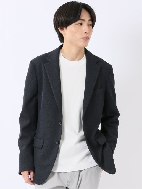 ジャケット メンズ ビジネス ストレッチ ウォッシャブル スリム 2ボタン テーラード 尾州 先染め ニット ジャージ