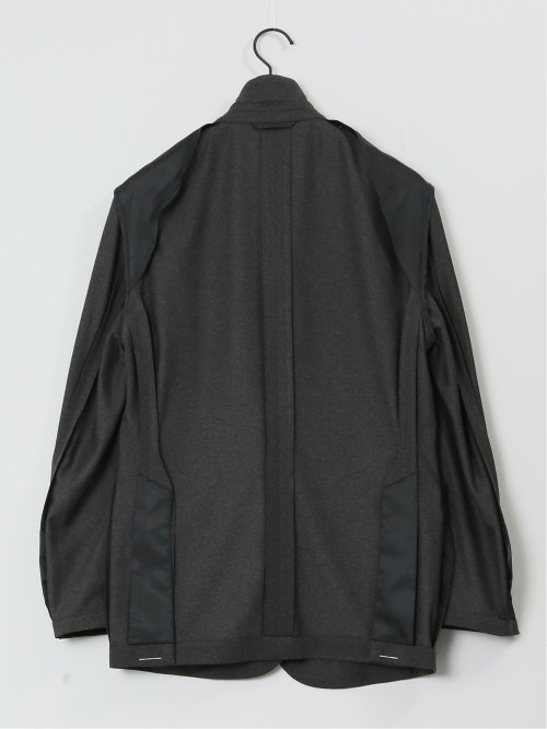 デニム調 スリムフィット 2ボタンジャケット 黒(セットアップ可能)