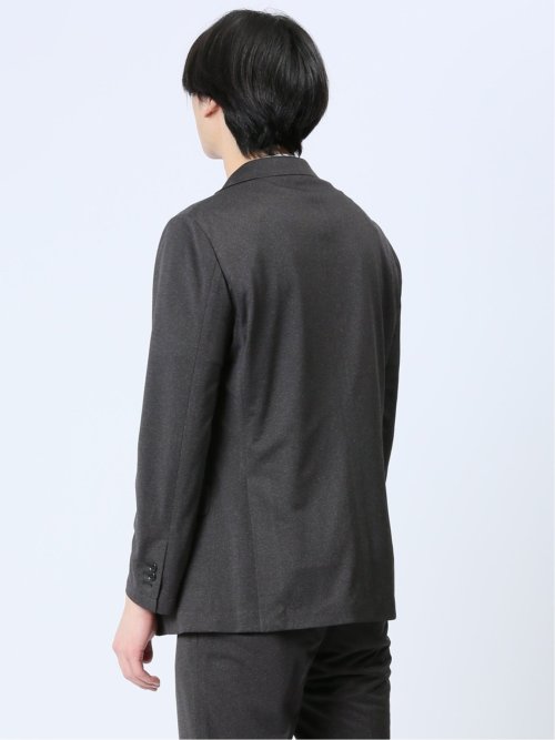 デニム調 スリムフィット 2ボタンジャケット 黒(セットアップ可能)