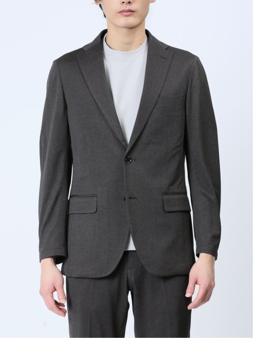 デニム調 スリムフィット 2ボタンジャケット 黒(セットアップ可能)