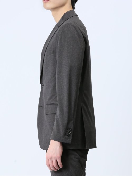 デニム調 スリムフィット 2ボタンジャケット 黒(セットアップ可能)