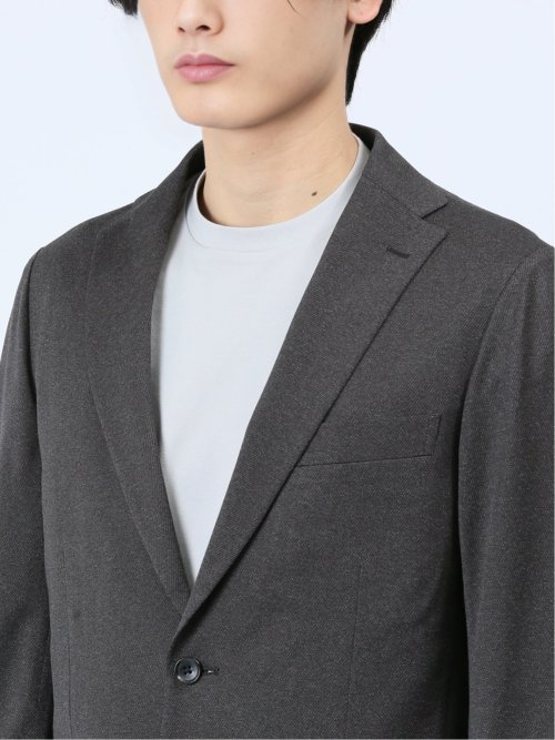 デニム調 スリムフィット 2ボタンジャケット 黒(セットアップ可能)