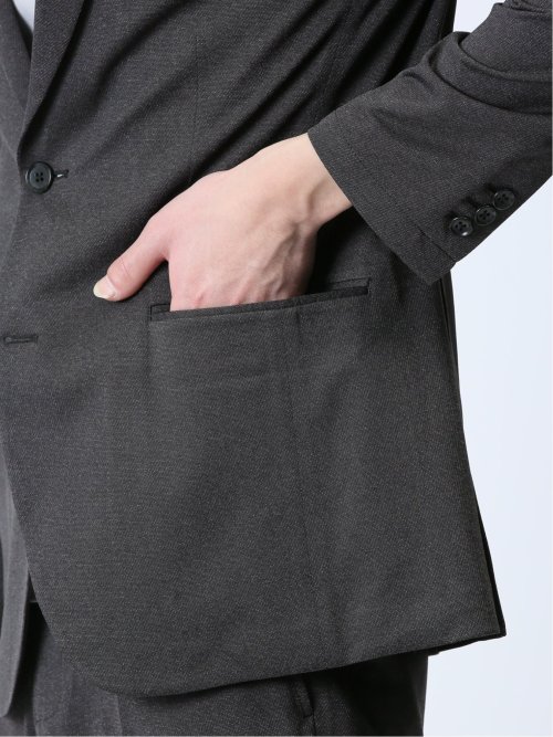 デニム調 スリムフィット 2ボタンジャケット 黒(セットアップ可能)