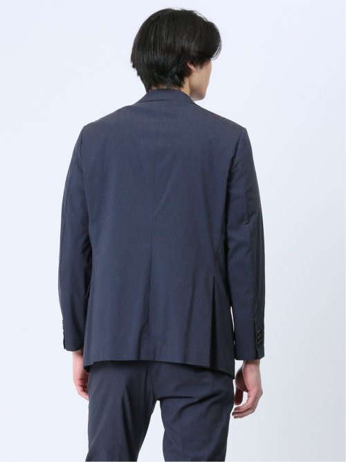 リネン混 スリムフィット 2ボタンジャケット 紺(セットアップ可能)