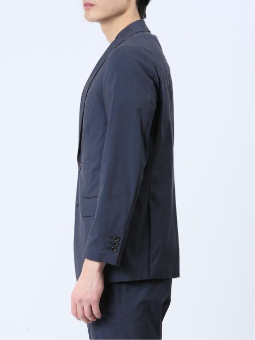 リネン混 スリムフィット 2ボタンジャケット 紺(セットアップ可能)