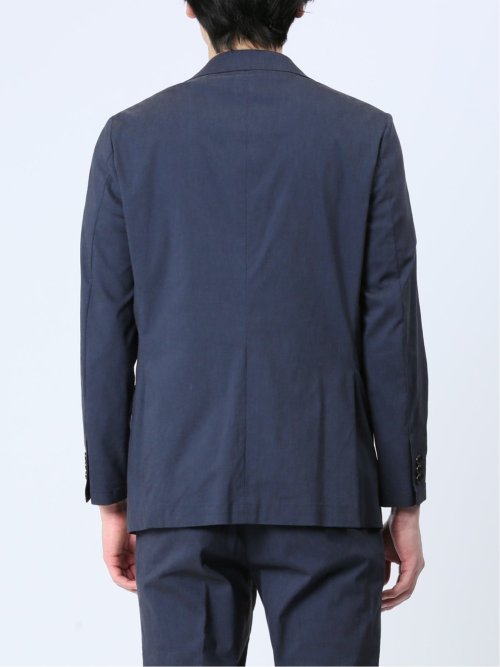 リネン混 スリムフィット 2ボタンジャケット 紺(セットアップ可能)