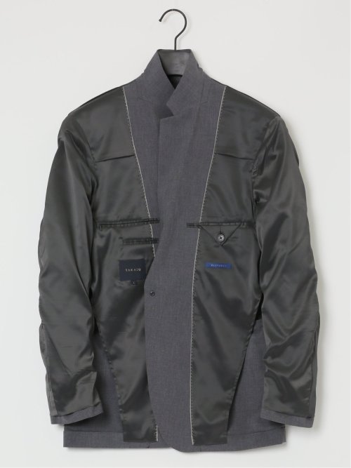 グレー ウールジャケット ボタン付き カジュアル C．グレー 【i－Jacket-アイジャケット-】ジャケット 2つボタン