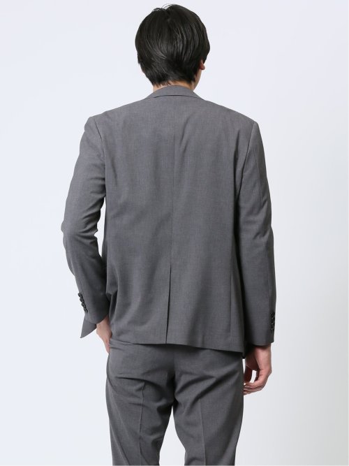 ストレッチウォッシャブル スリムフィット 2ボタンジャケット 無地グレー(セットアップ可能)
