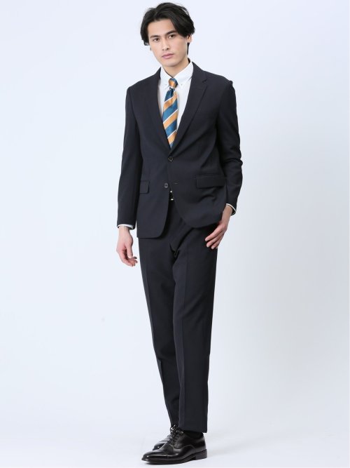 軽量メッシュ スリムフィット 2ボタンジャケット 紺(セットアップ可能)