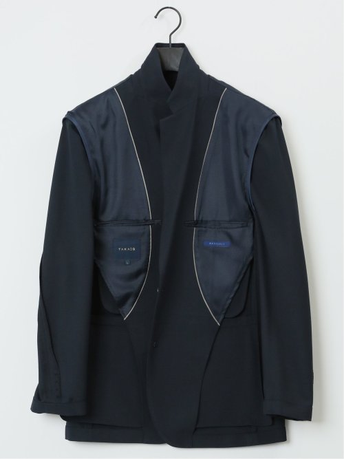 軽量メッシュ スリムフィット 2ボタンジャケット 紺(セットアップ可能)