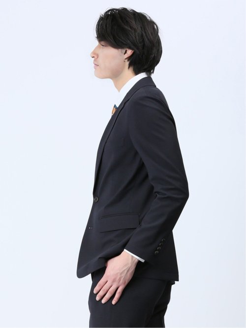 軽量メッシュ スリムフィット 2ボタンジャケット 紺(セットアップ可能)