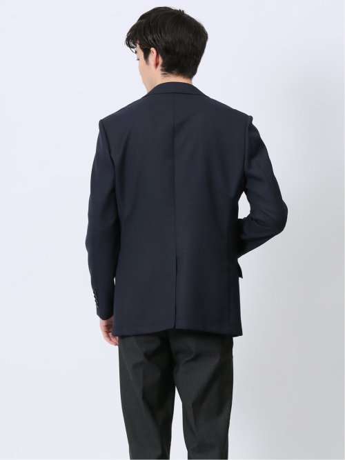 ウール混 レギュラーフィット 2ボタンジャケット 組織紺