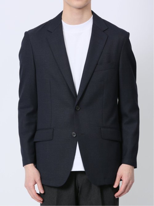 ウール混 レギュラーフィット 2ボタンジャケット 組織紺
