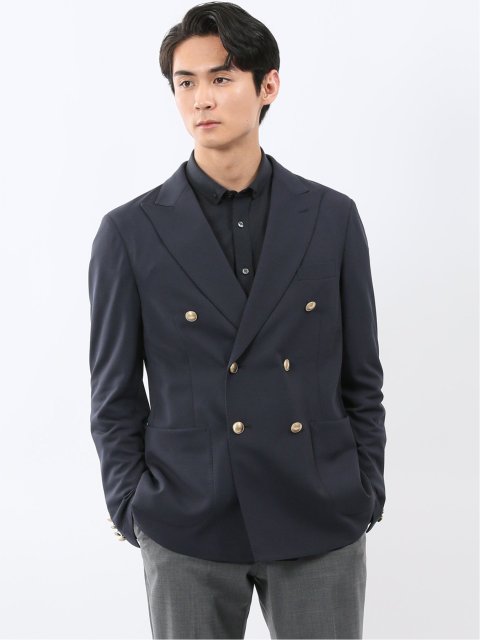 シワレス ストレッチ 吸水速乾 スリムフィット ダブル ブレザー