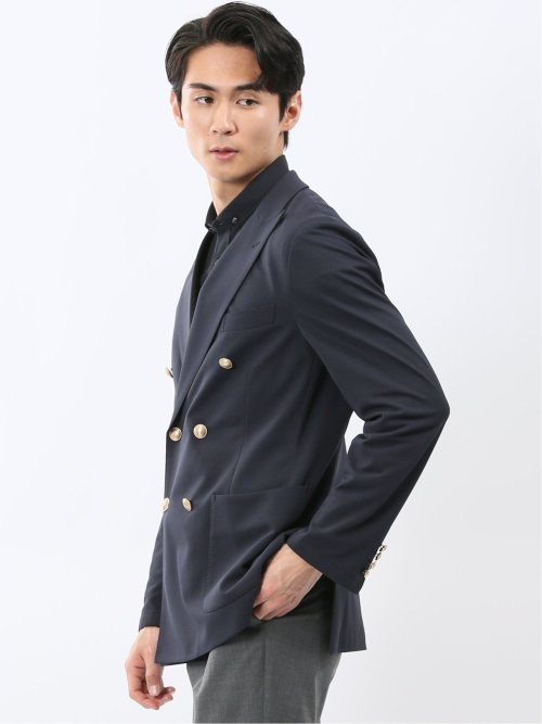シワレス ストレッチ 吸水速乾 スリムフィット ダブル ブレザー