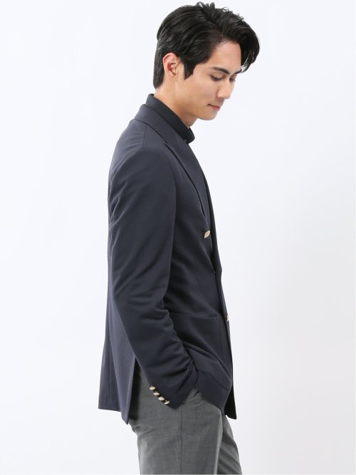 シワレス ストレッチ 吸水速乾 スリムフィット ダブル ブレザー