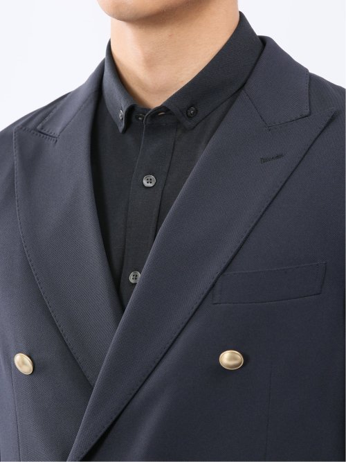 シワレス ストレッチ 吸水速乾 スリムフィット ダブル ブレザー