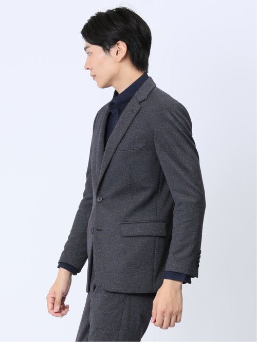 ストレッチジャージ スリムフィット 2ボタンジャケット グレー(セットアップ可能)
