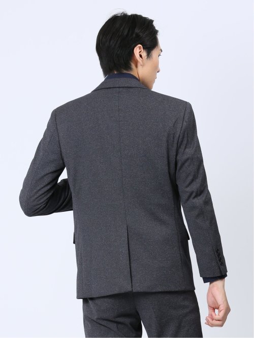 ストレッチジャージ スリムフィット 2ボタンジャケット グレー(セットアップ可能)