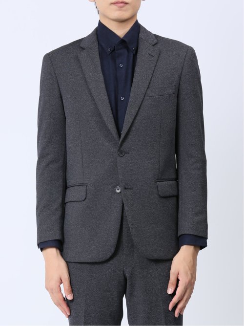 ストレッチジャージ スリムフィット 2ボタンジャケット グレー(セットアップ可能)