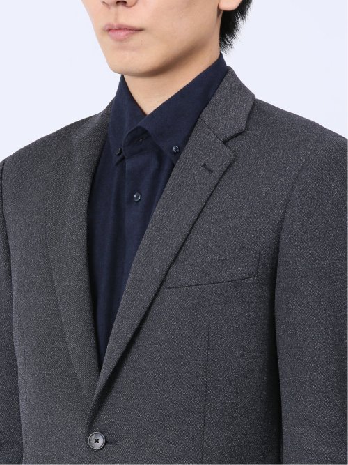 ストレッチジャージ スリムフィット 2ボタンジャケット グレー(セットアップ可能)