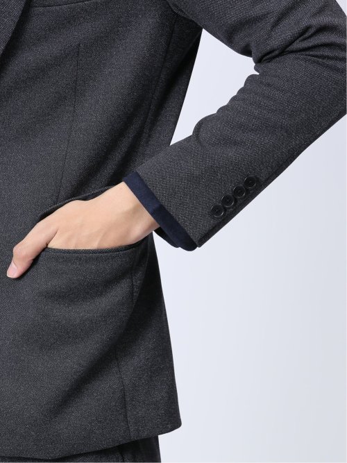 ストレッチジャージ スリムフィット 2ボタンジャケット グレー(セットアップ可能)