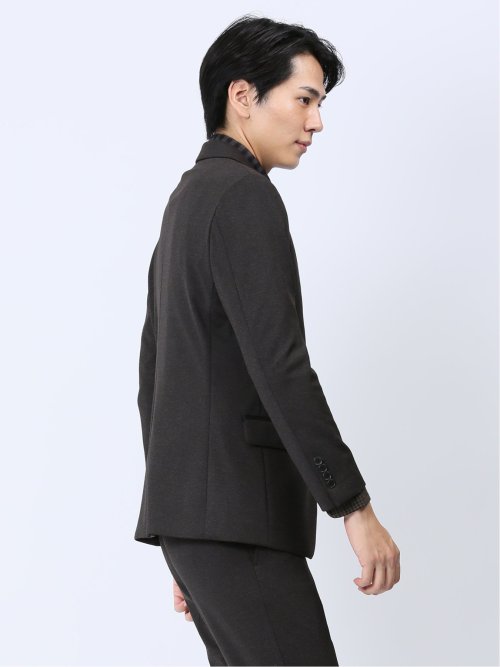 ストレッチジャージ スリムフィット 2ボタンジャケット こげ茶(セットアップ可能)