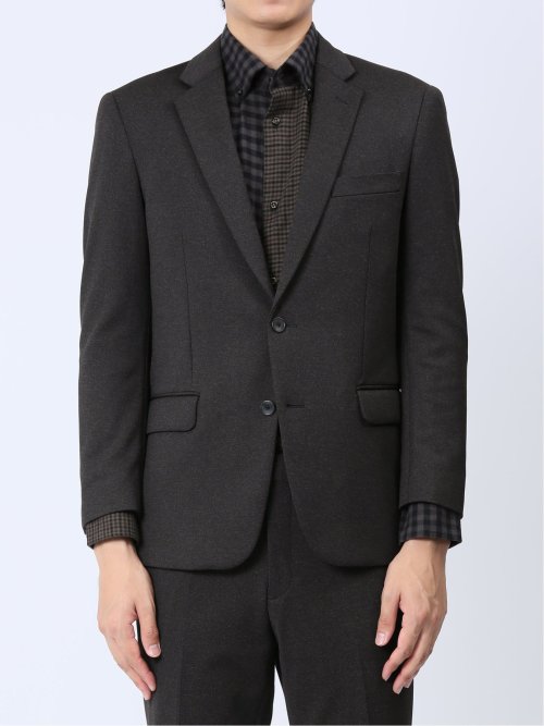 ストレッチジャージ スリムフィット 2ボタンジャケット こげ茶(セットアップ可能)