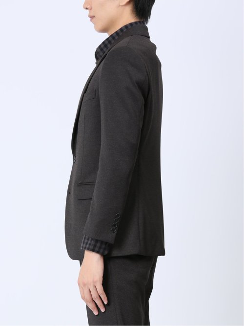 ストレッチジャージ スリムフィット 2ボタンジャケット こげ茶(セットアップ可能)