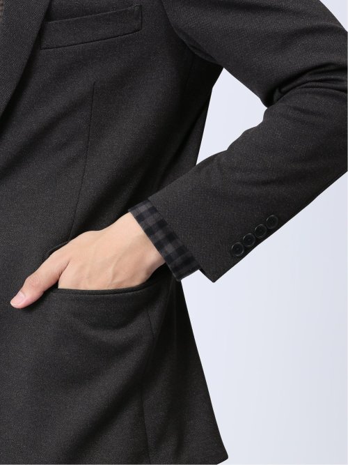 ストレッチジャージ スリムフィット 2ボタンジャケット こげ茶(セットアップ可能)