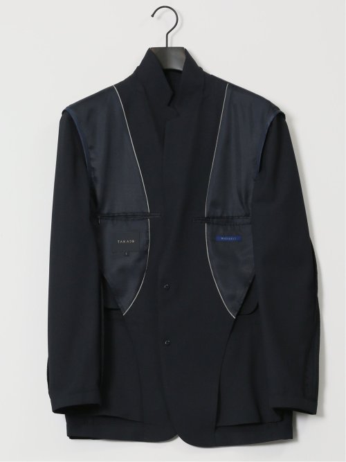 軽量メッシュ スリムフィット 2ボタンジャケット 紺(セットアップ可能)