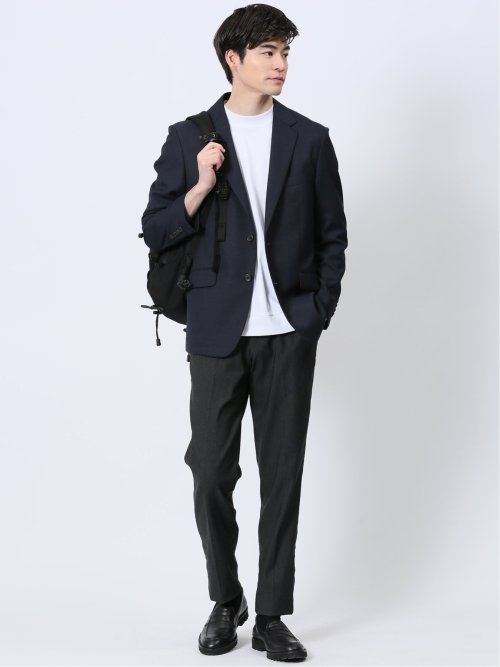 軽量メッシュ レギュラーフィット 2ボタンジャケット 紺(セットアップ可能)