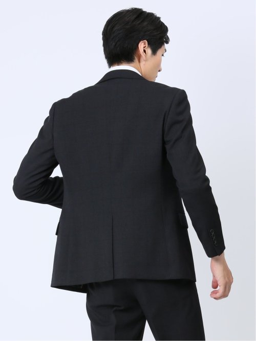 Woolen Tec On スリムフィット 2ボタンジャケット チェック紺(セットアップ可能)