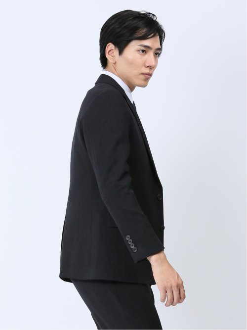 Woolen Tec On スリムフィット 2ボタンジャケット チェック紺(セットアップ可能)