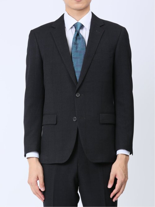 Woolen Tec On スリムフィット 2ボタンジャケット チェック紺(セットアップ可能)