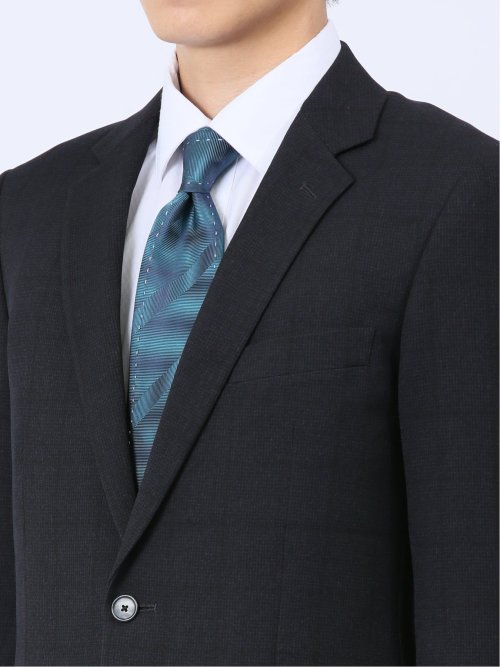 Woolen Tec On スリムフィット 2ボタンジャケット チェック紺(セットアップ可能)