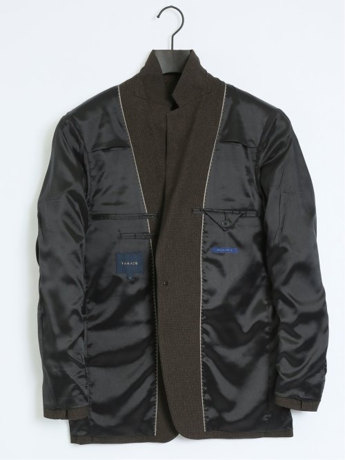 Woolen Tec On スリムフィット 2ボタンジャケット 千鳥こげ茶(セットアップ可能)